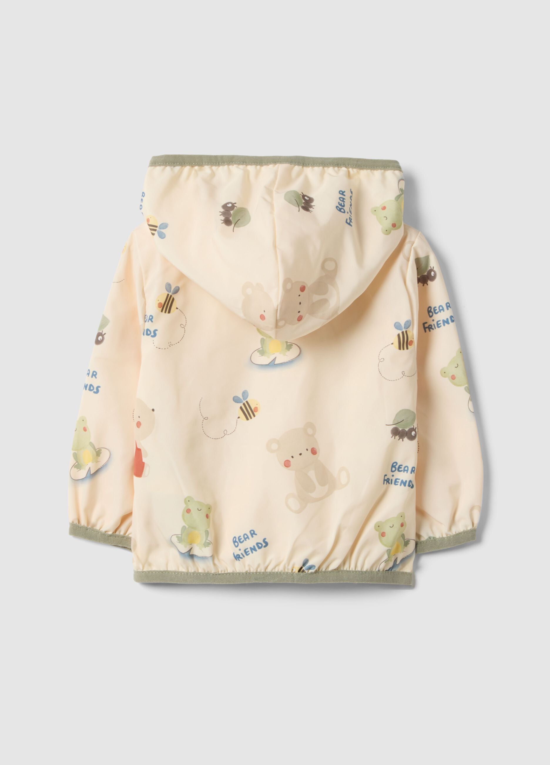 Beige cotton jacket regular fit with hood for baby