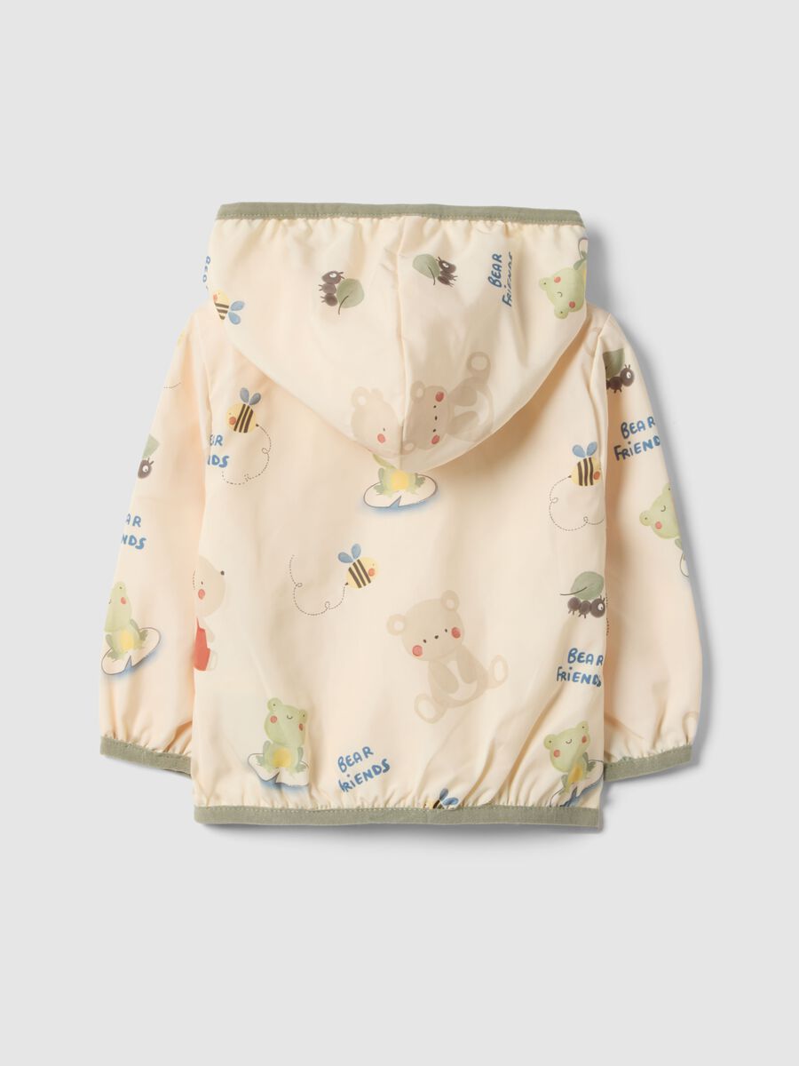 Beige cotton jacket regular fit with hood for baby_1