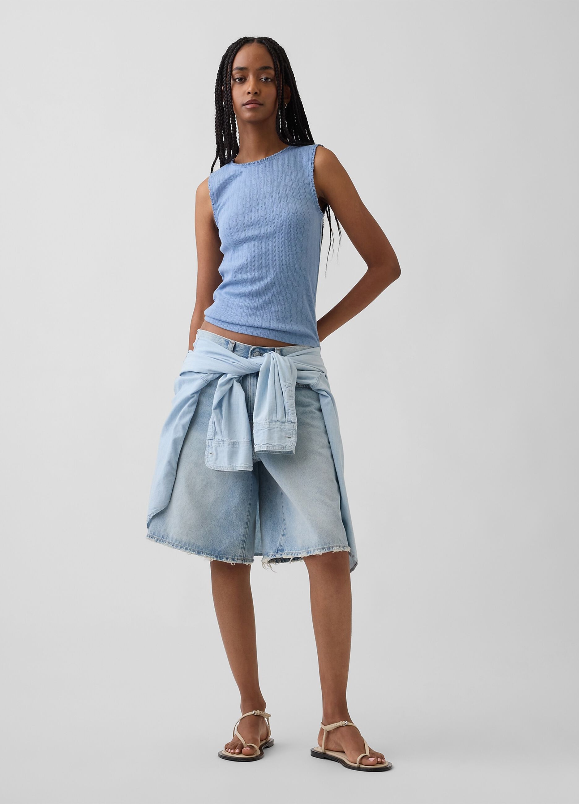 Ribbed cotton-blend top