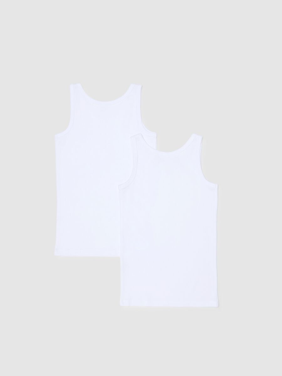 Pack of white sleeveless children's t-shirts in pure cotton regular fit_1
