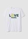 White pure cotton T-shirt with front print_4