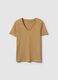 Brown pure cotton V-neck regular fit t-shirt_4