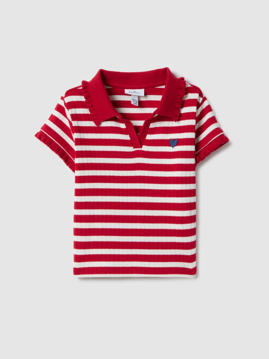 Multicolour cotton blend regular fit polo with bowling collar for girls_0