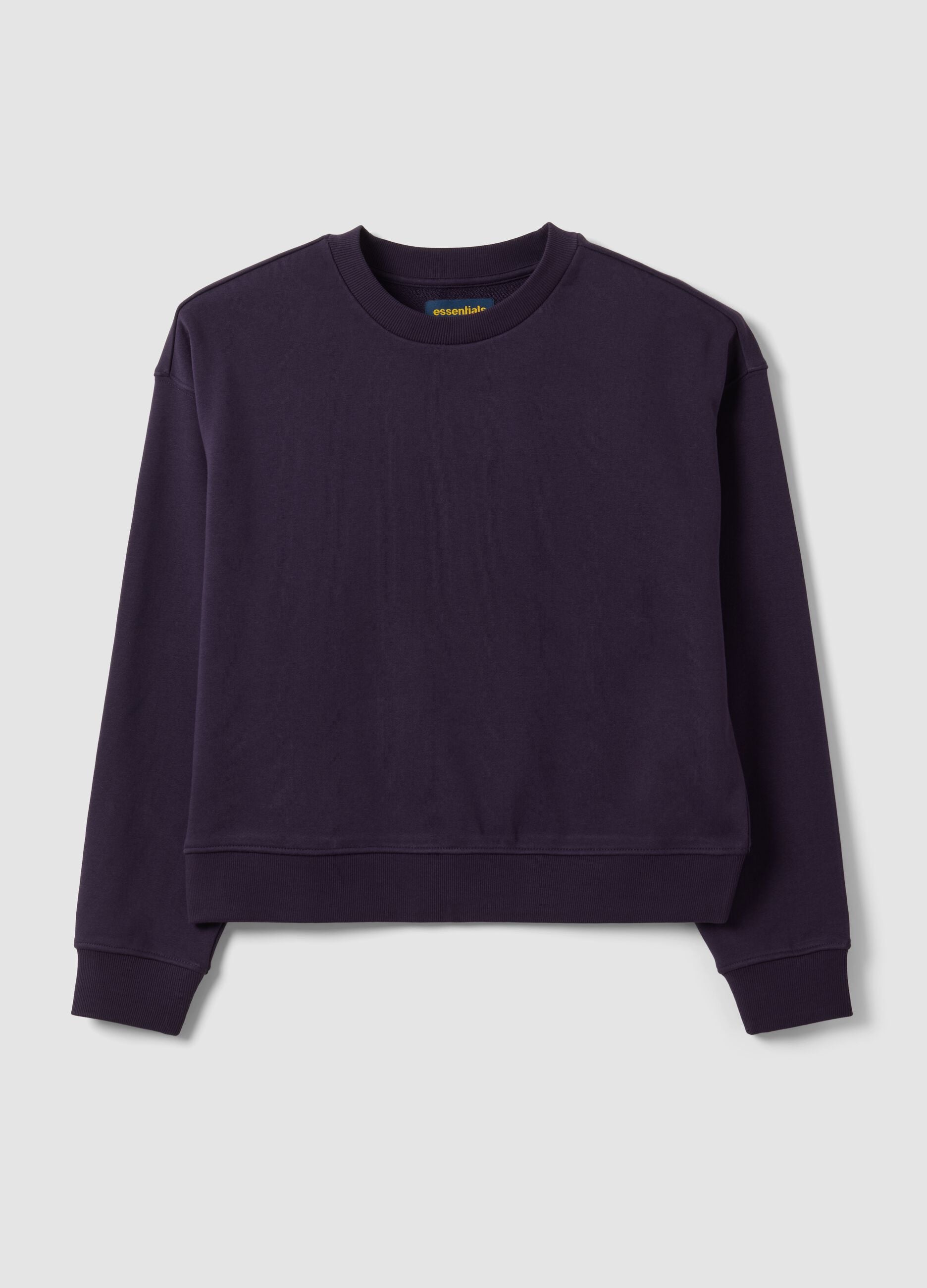 Purple cotton-blend crew-neck sweatshirt, regular fit