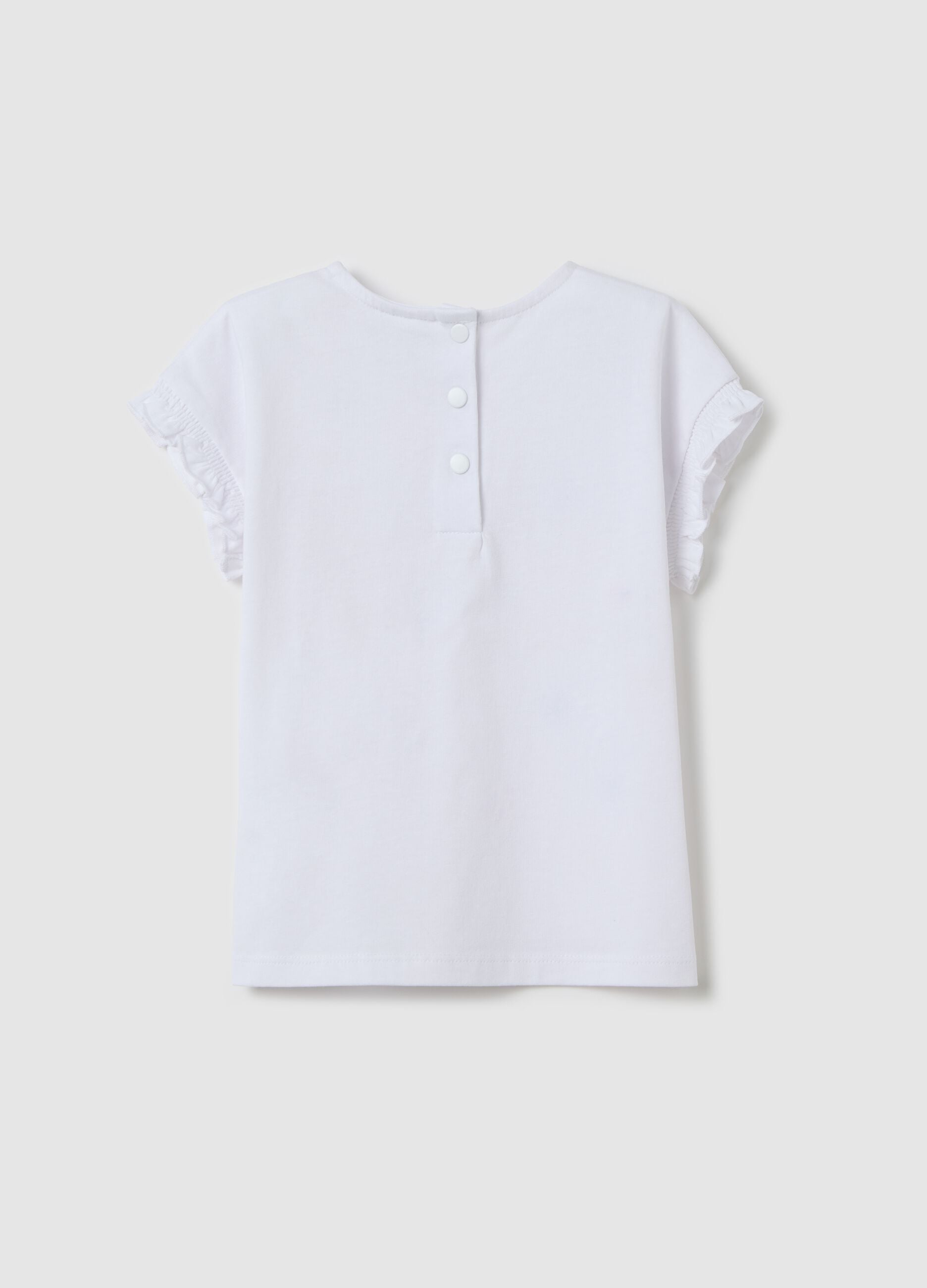 Girls&rsquo; top in white stretch cotton with regular fit