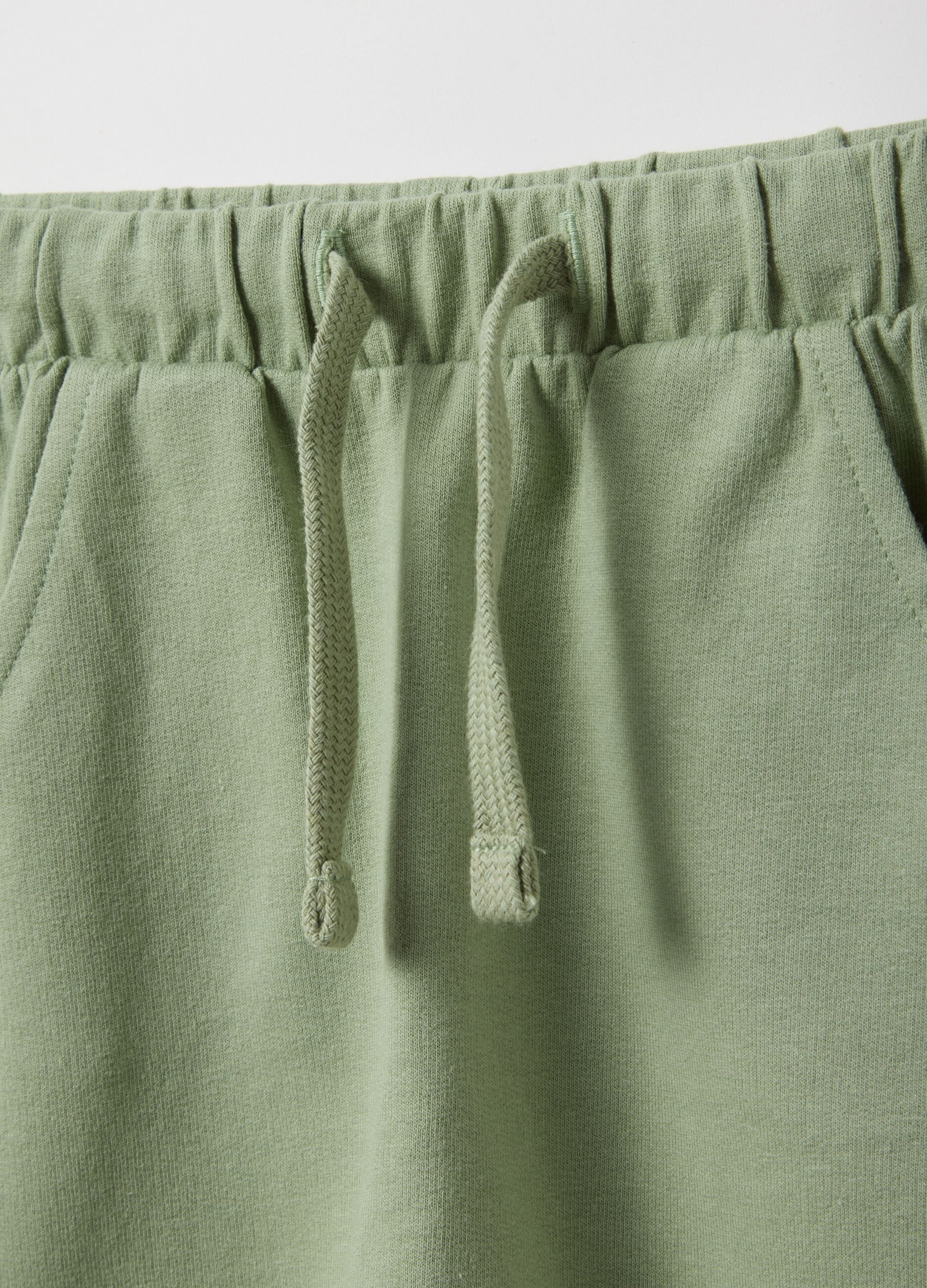 Girls' green slim fit stretch cotton trousers