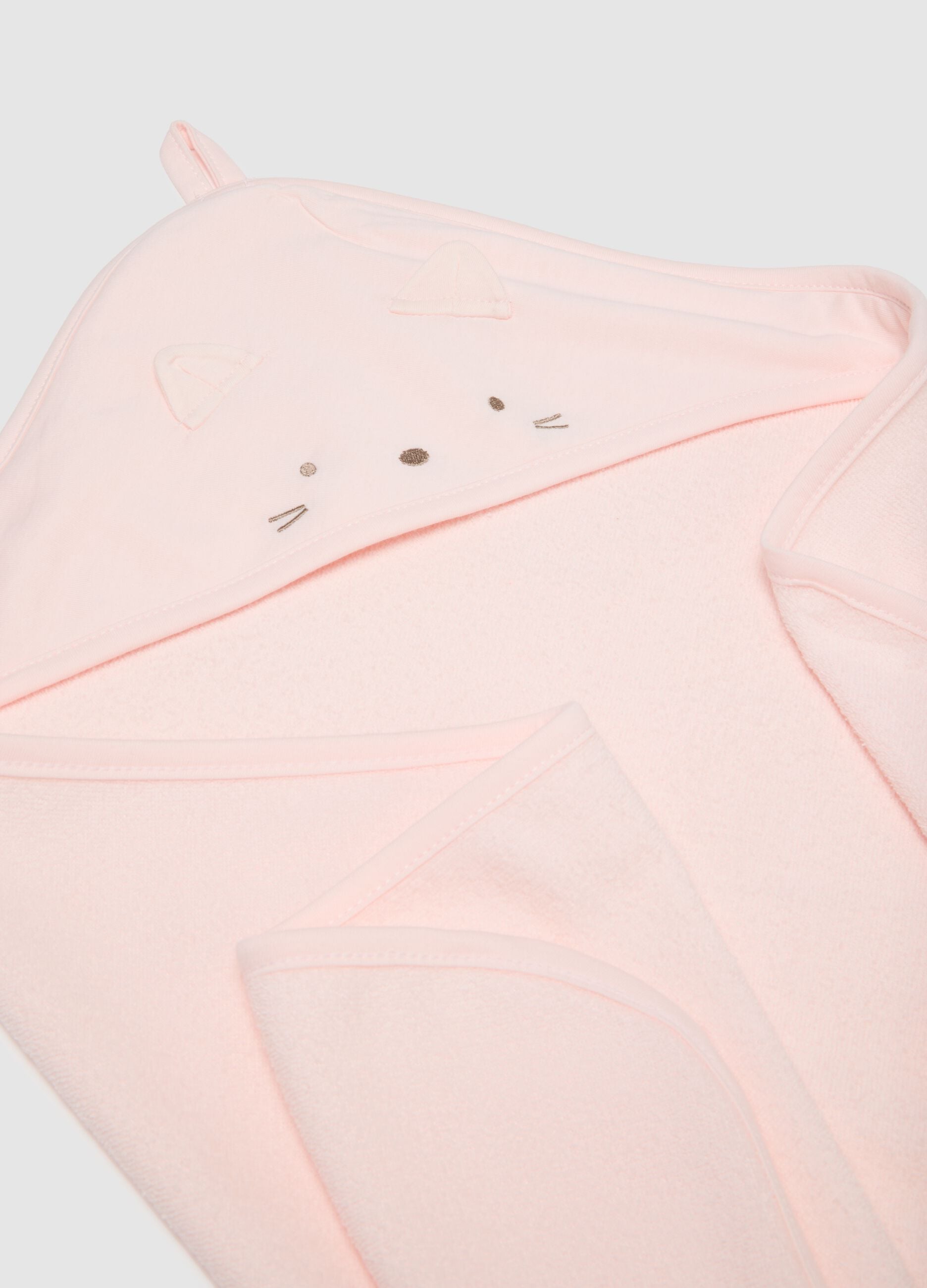 Regular fit pink baby girl bathrobe in cotton blend