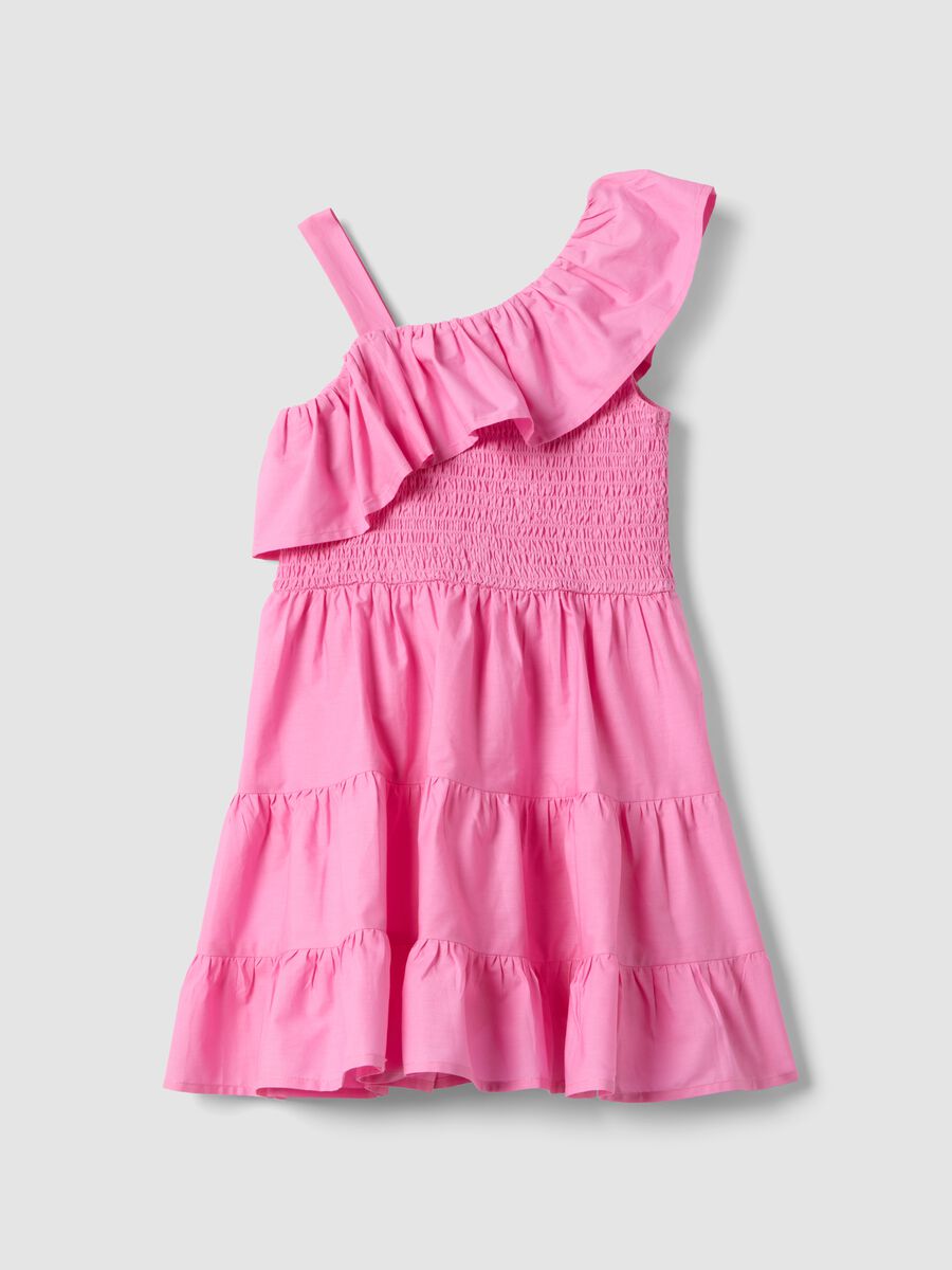 Girls' Pink Sleeveless Pure Cotton Dress with Ruffle Detail_1