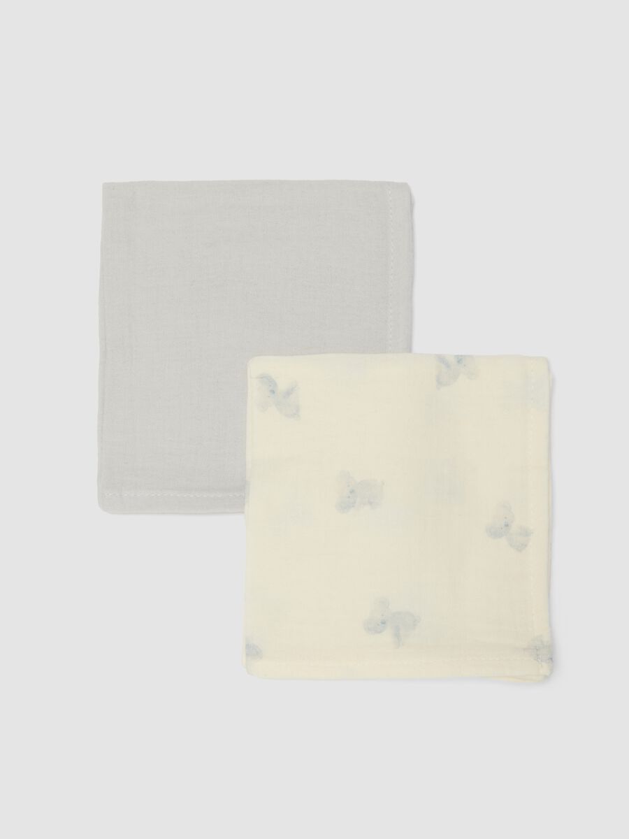 Two-pack of grey and white pure cotton muslin cloths for newborns_0