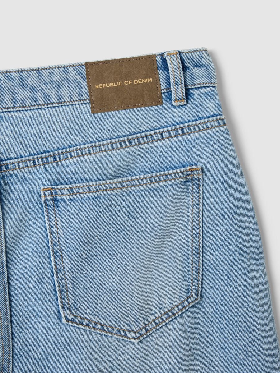 Blue cotton blend trousers in regular fit_5