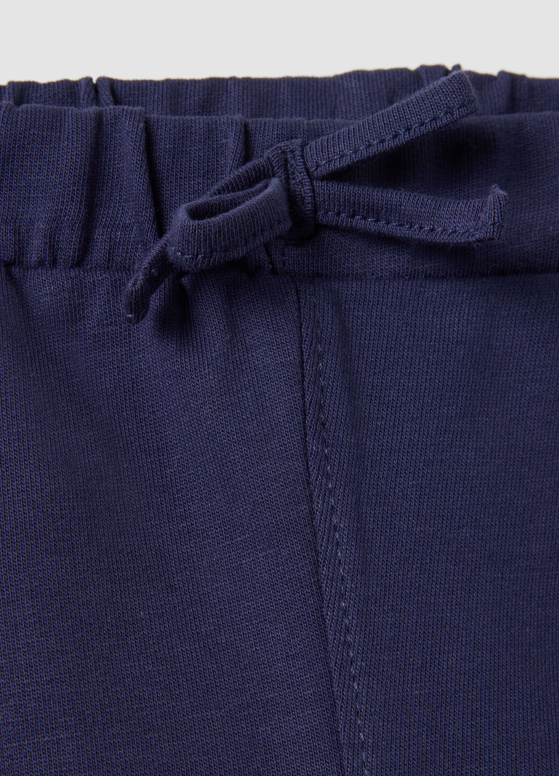 Regular fit blue pure cotton shorts for girls with bow