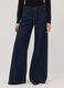 Dark blue low-rise wide-leg pure cotton jeans_1