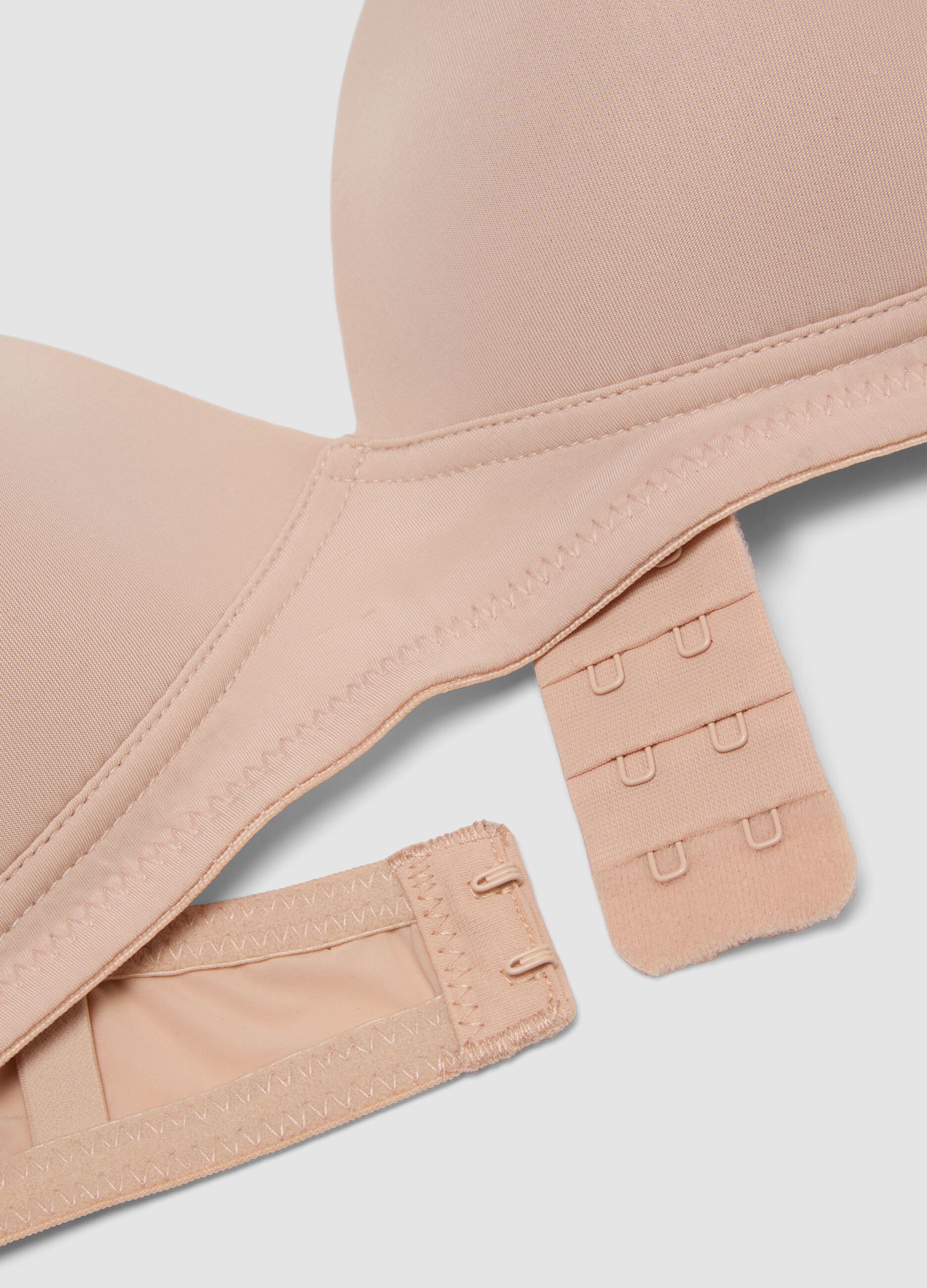 Beige padded stretch-fabric bra