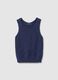 Blue Cotton Blend Regular Fit Tank Top_4