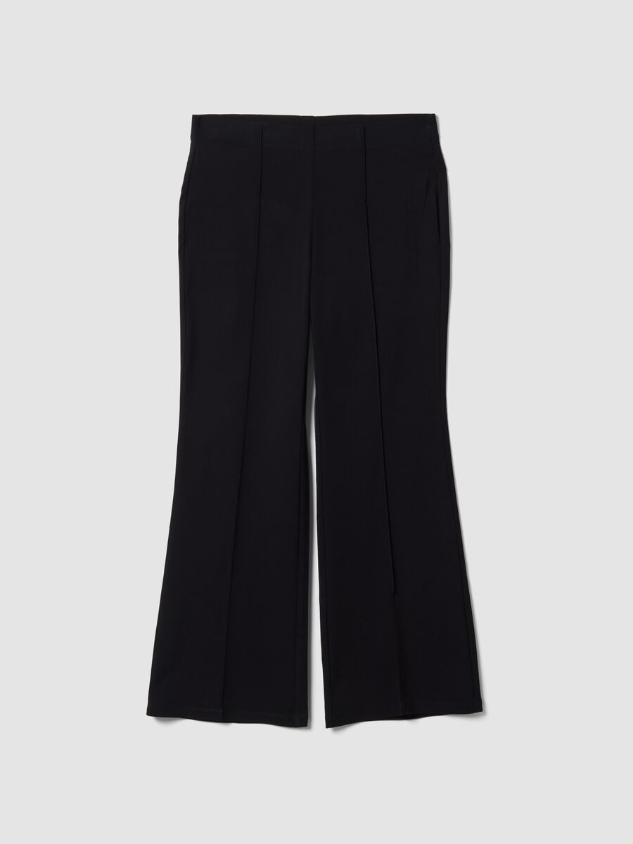 Black flare-fit trousers in stretch viscose_0