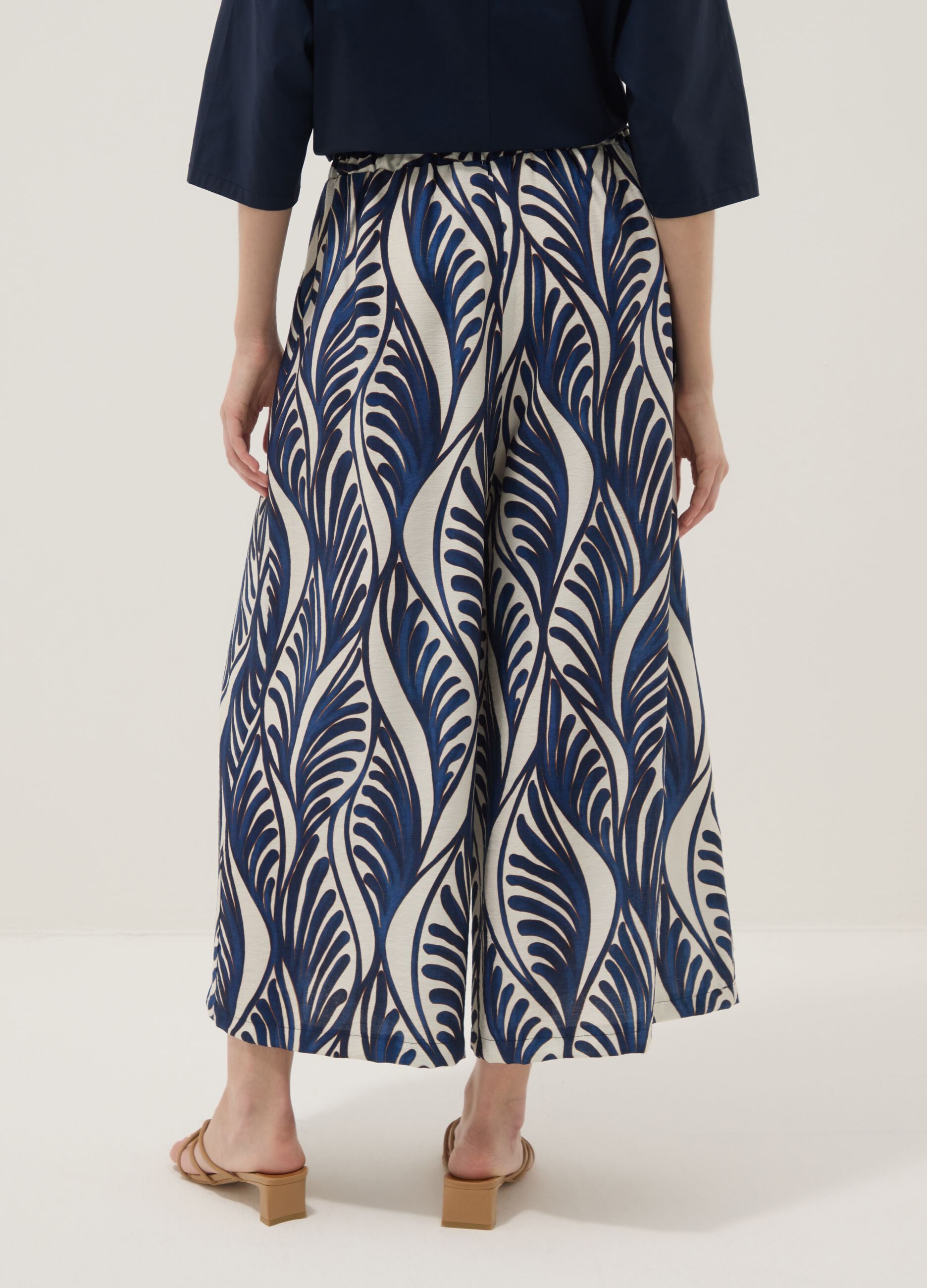 Blue viscose-blend palazzo trousers
