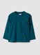 Green pure organic cotton crew-neck T-shirt with chest pocket for baby boy_0
