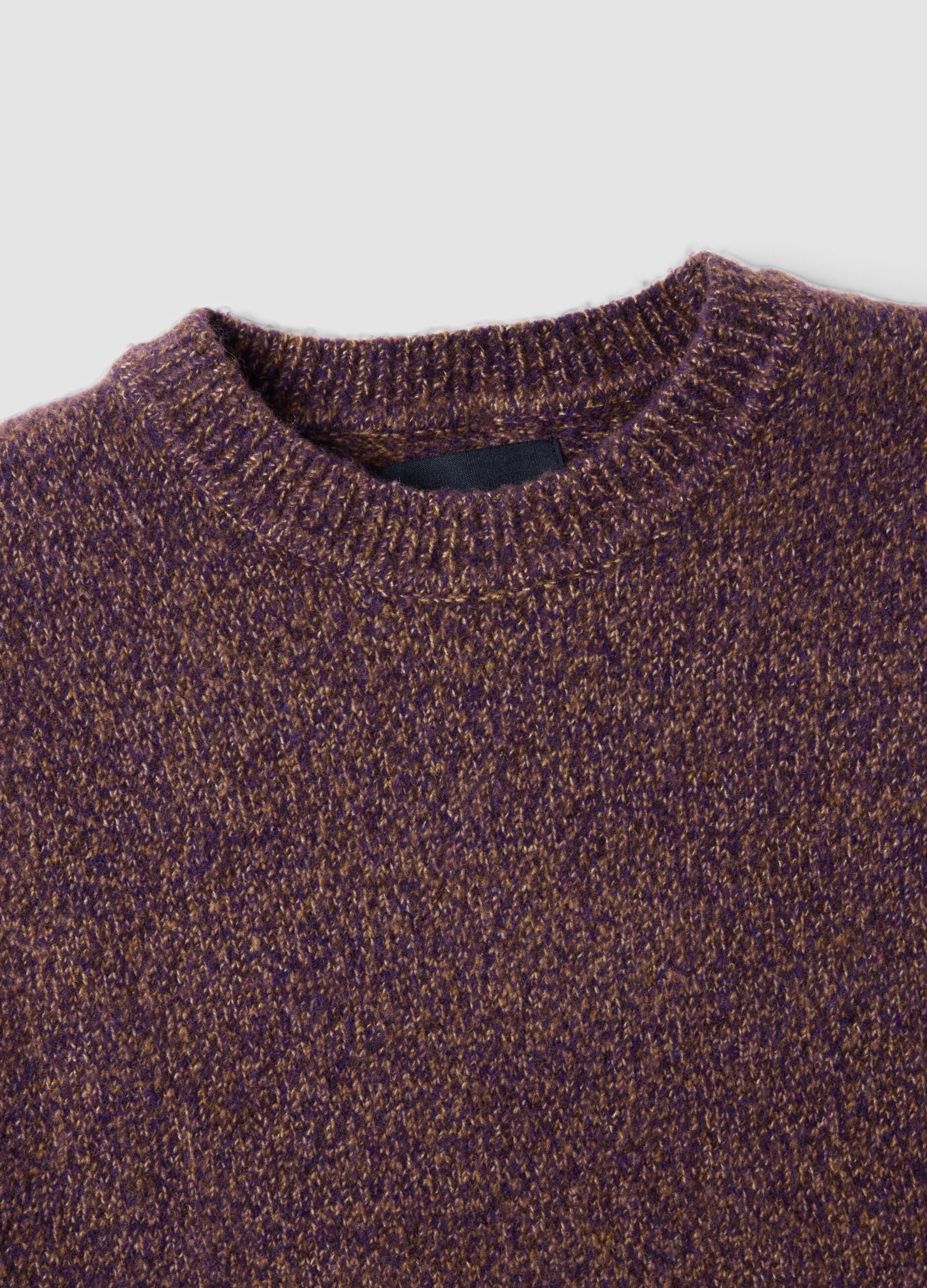 Brown crew-neck gilet in lyocell and wool blend