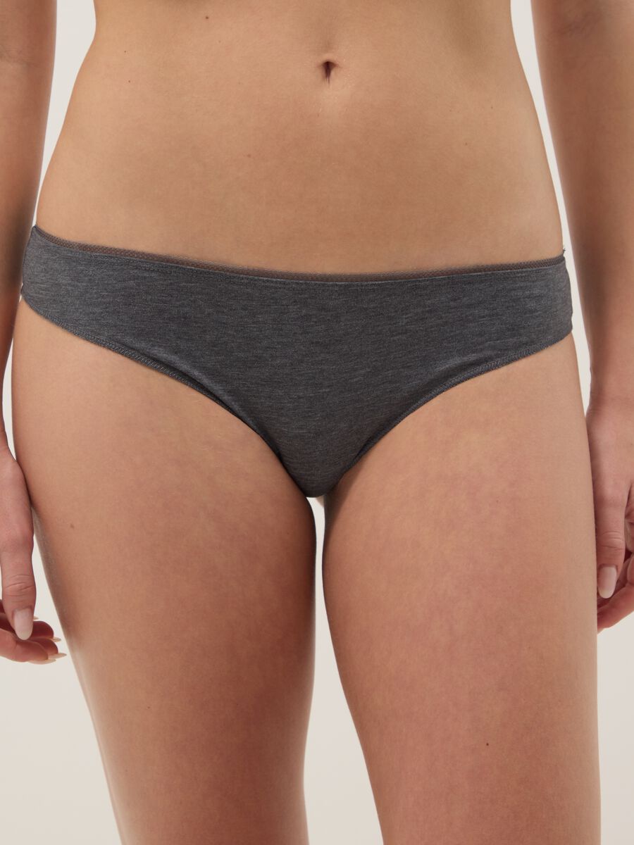 Three-pack Brazilian briefs in multicolour cotton blend regular fit_1