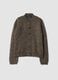 Brown wool-blend crew-neck cardigan, regular fit_0