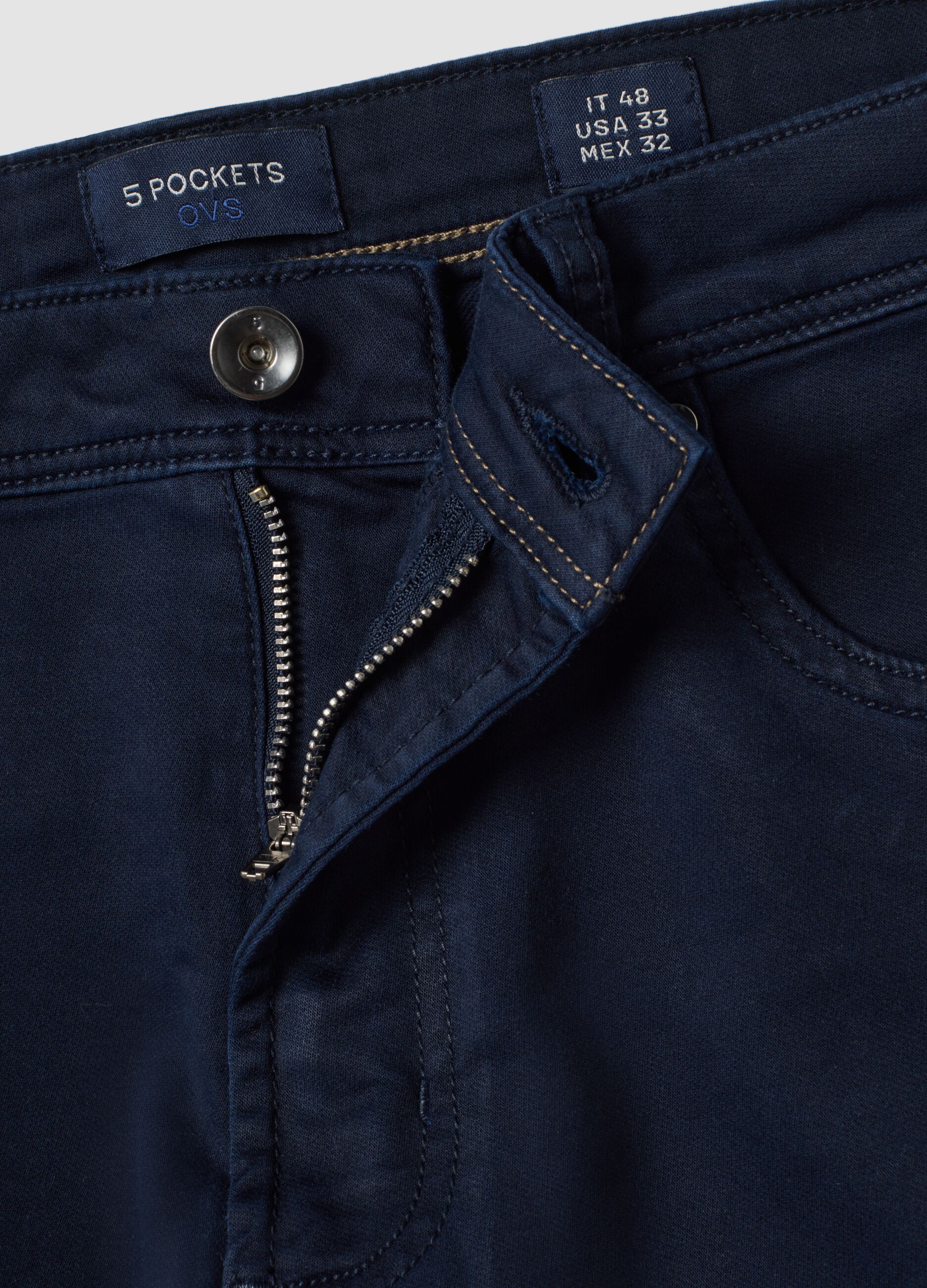 Pantaloni verdi in dobby di cotone elasticizzato slim fit