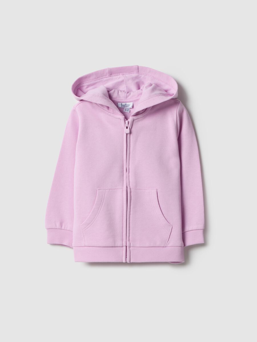 Felpa viola con cappuccio da bimba in puro cotone regular fit_0