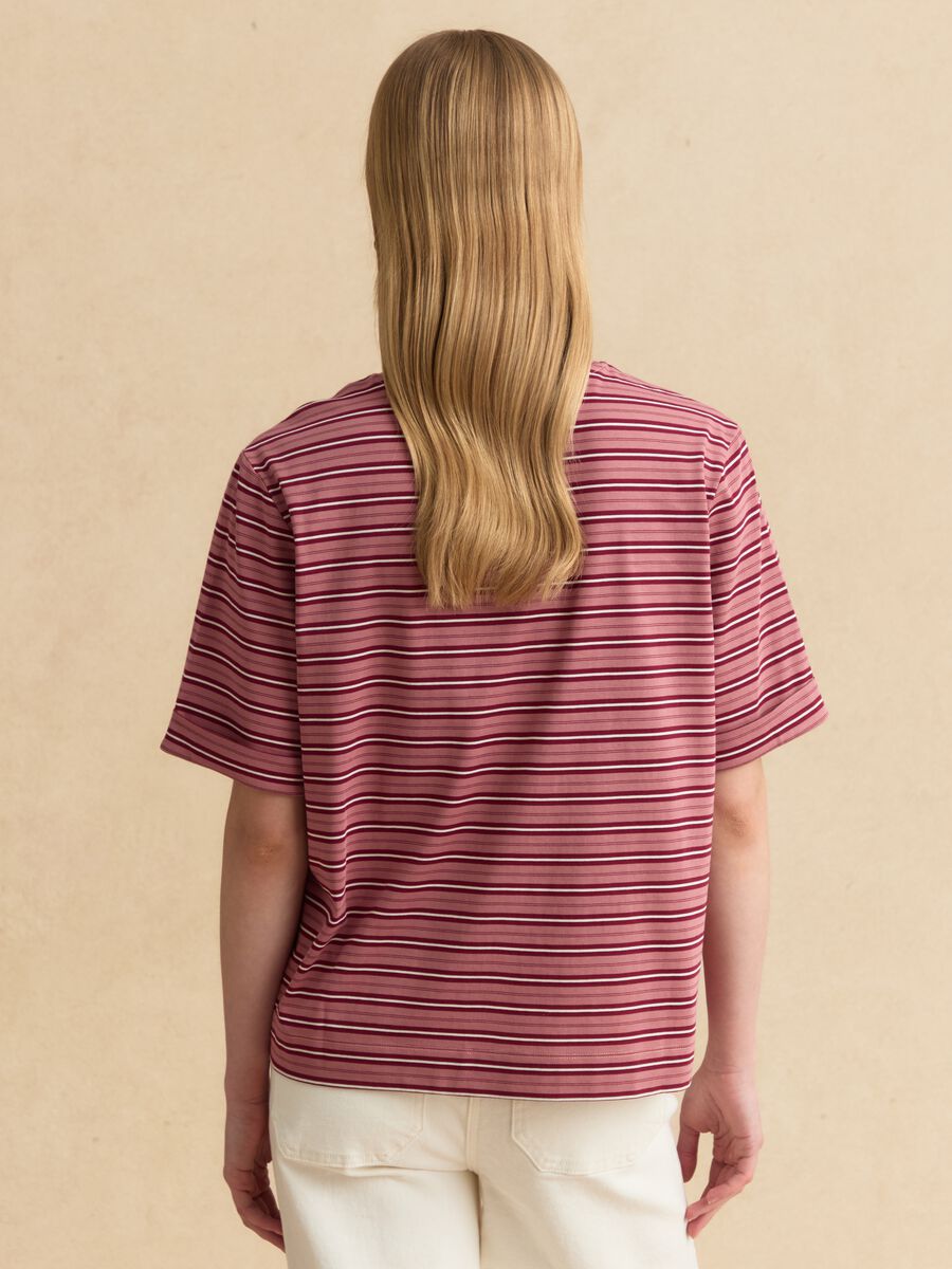 Pink striped cotton-blend T-shirt_3