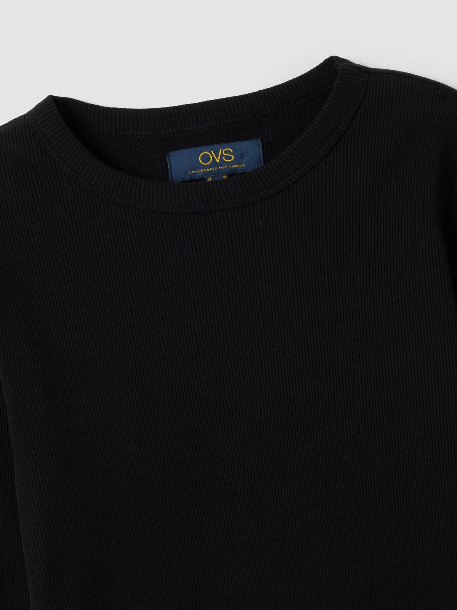 Black long-sleeve pure cotton T-shirt_5