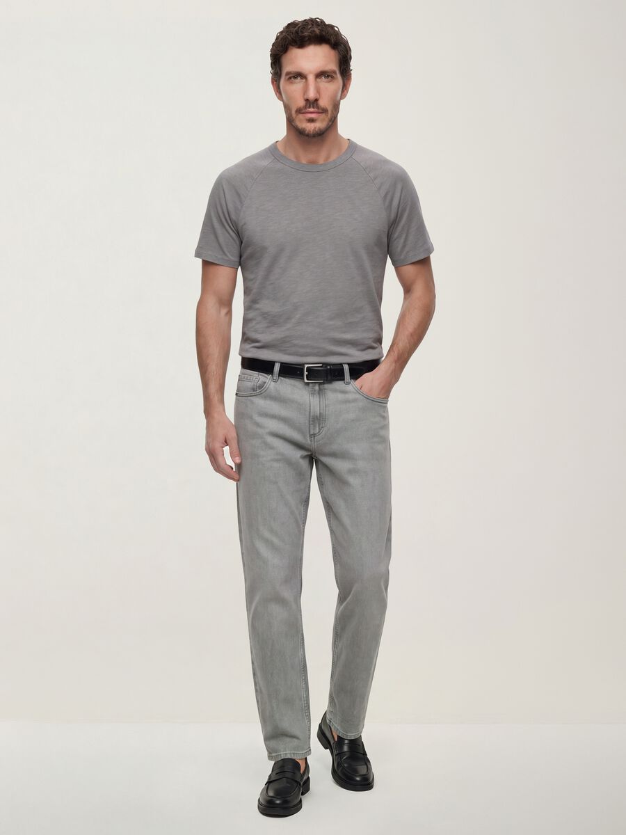 Grey denim jeans in cotton-viscose blend, regular fit_0