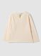 Beige pure organic cotton T-shirt with teddy bear print for baby girl_1