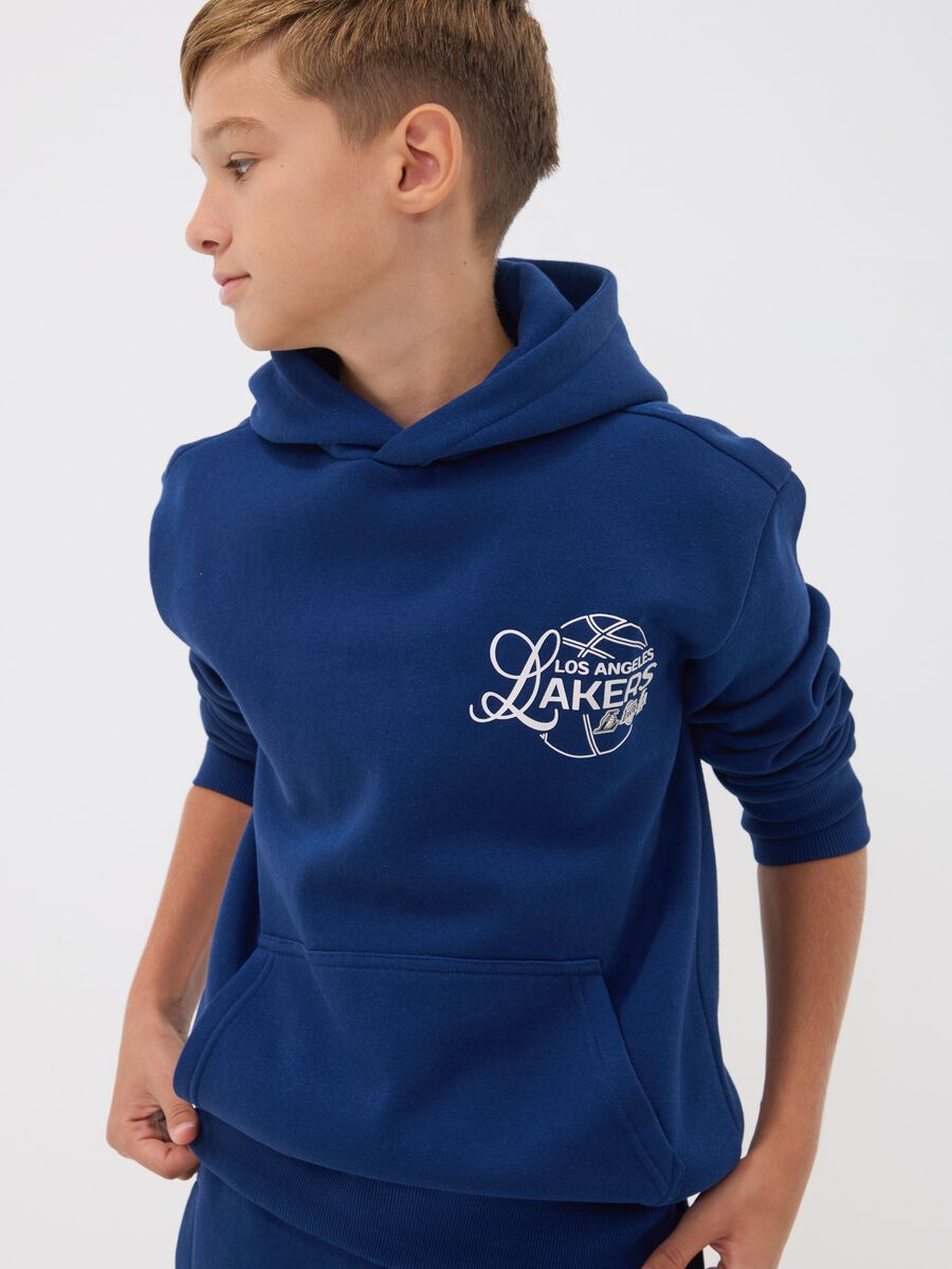 Blue cotton-blend hoodie with Lakers print for boys_1