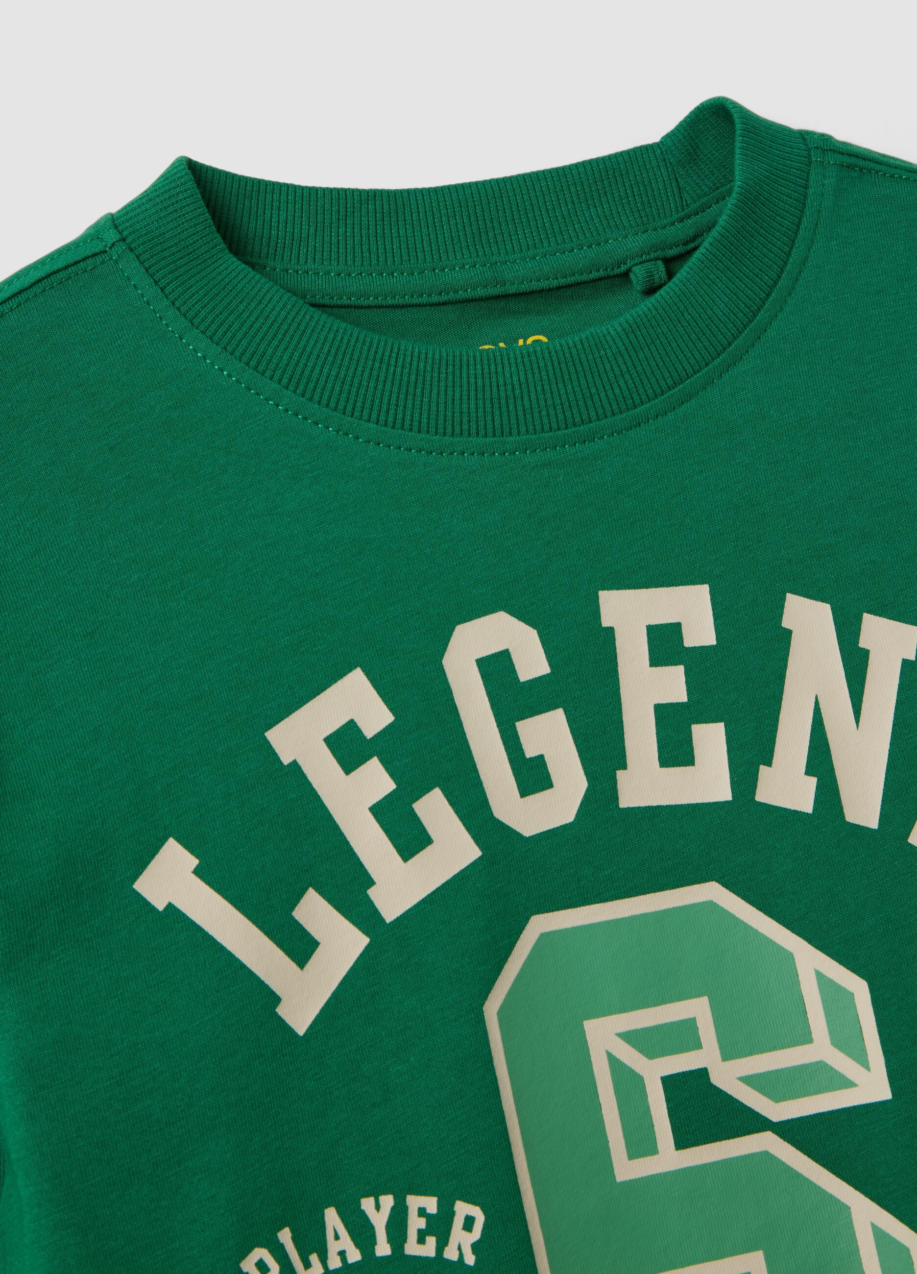 Green crew-neck T-shirt in pure organic cotton