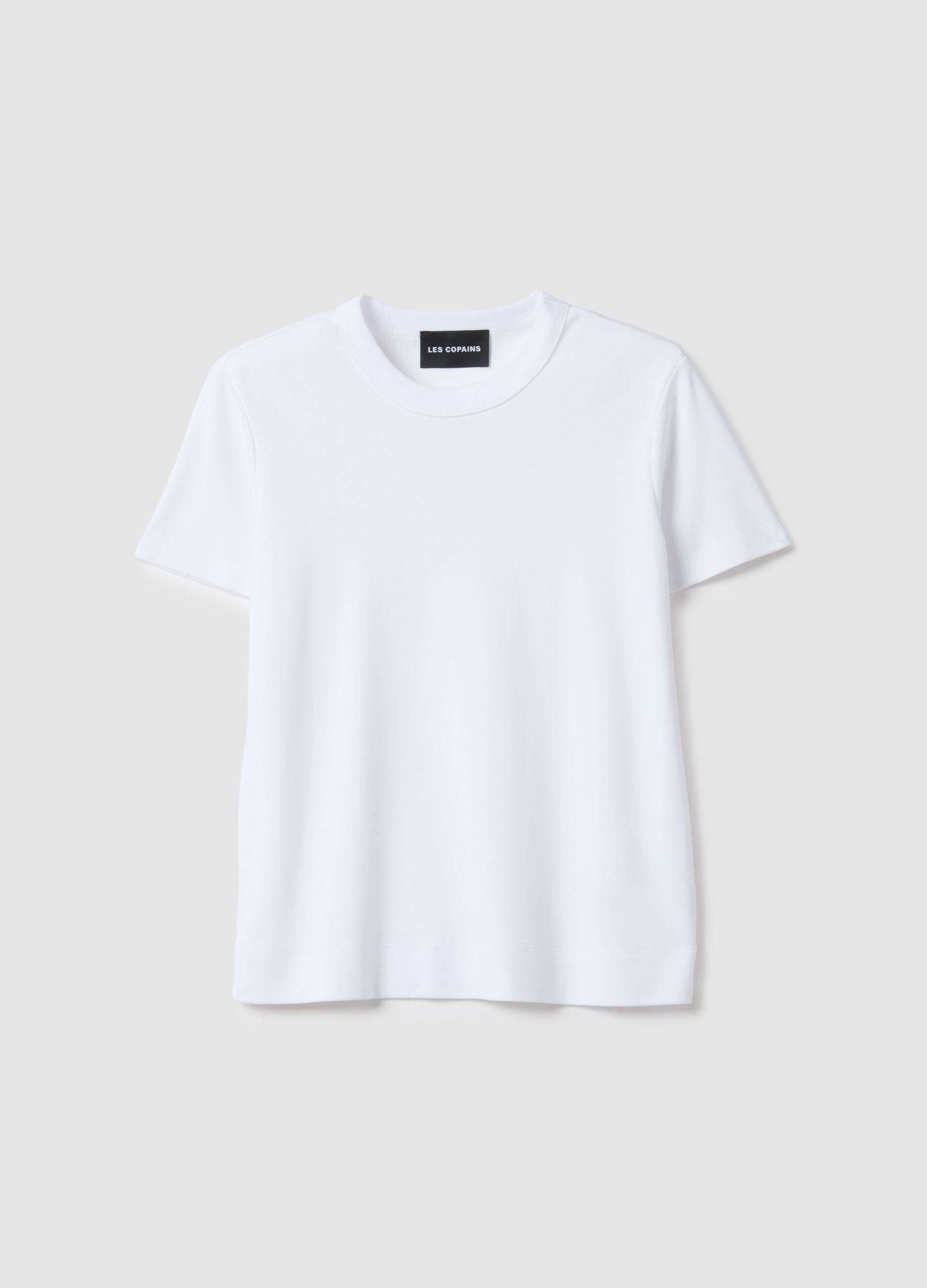 White short sleeve regular fit cotton blend t-shirt