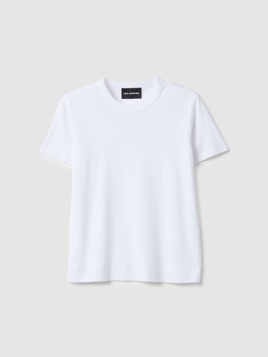 White short sleeve regular fit cotton blend t-shirt_4