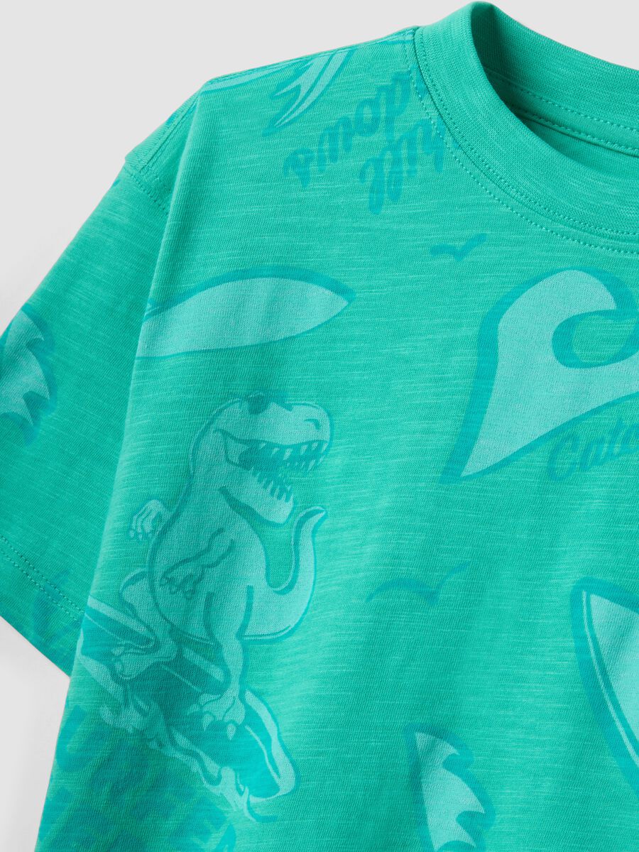 T-shirt verde a maniche corte in puro cotone_2