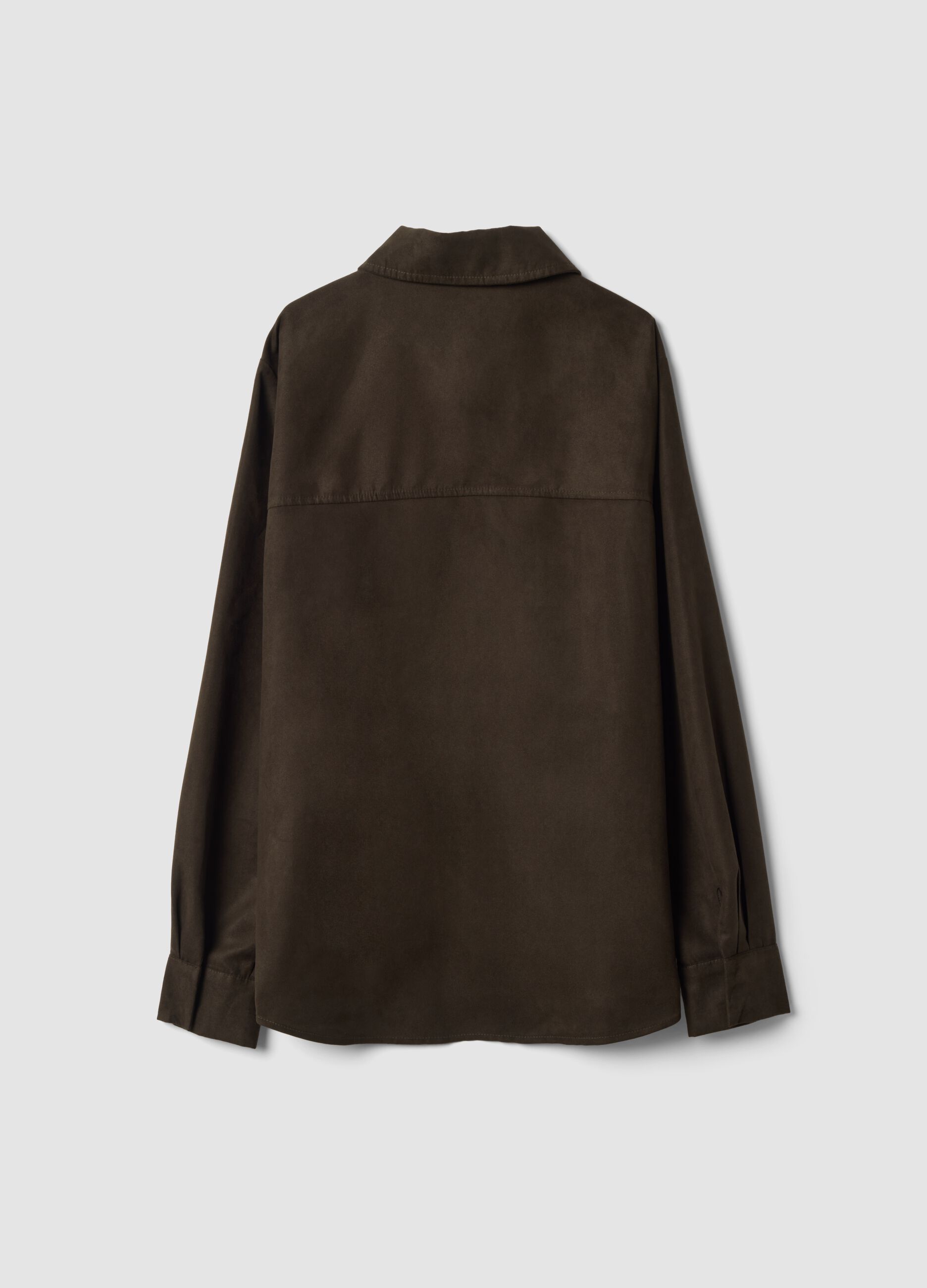 Brown regular-fit shirt with classic collar