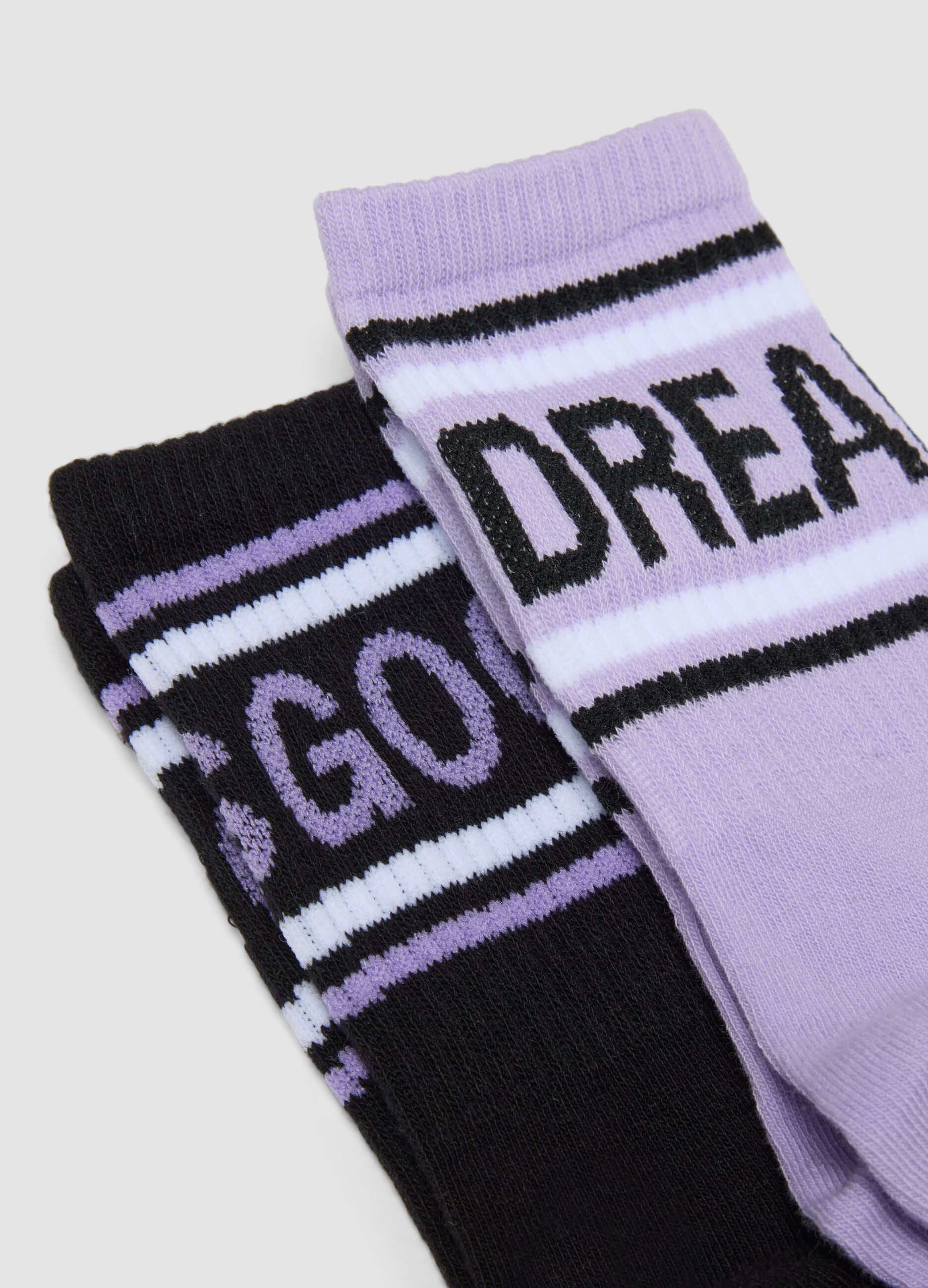 Pack of 3 purple mid-calf socks in organic stretch cotton