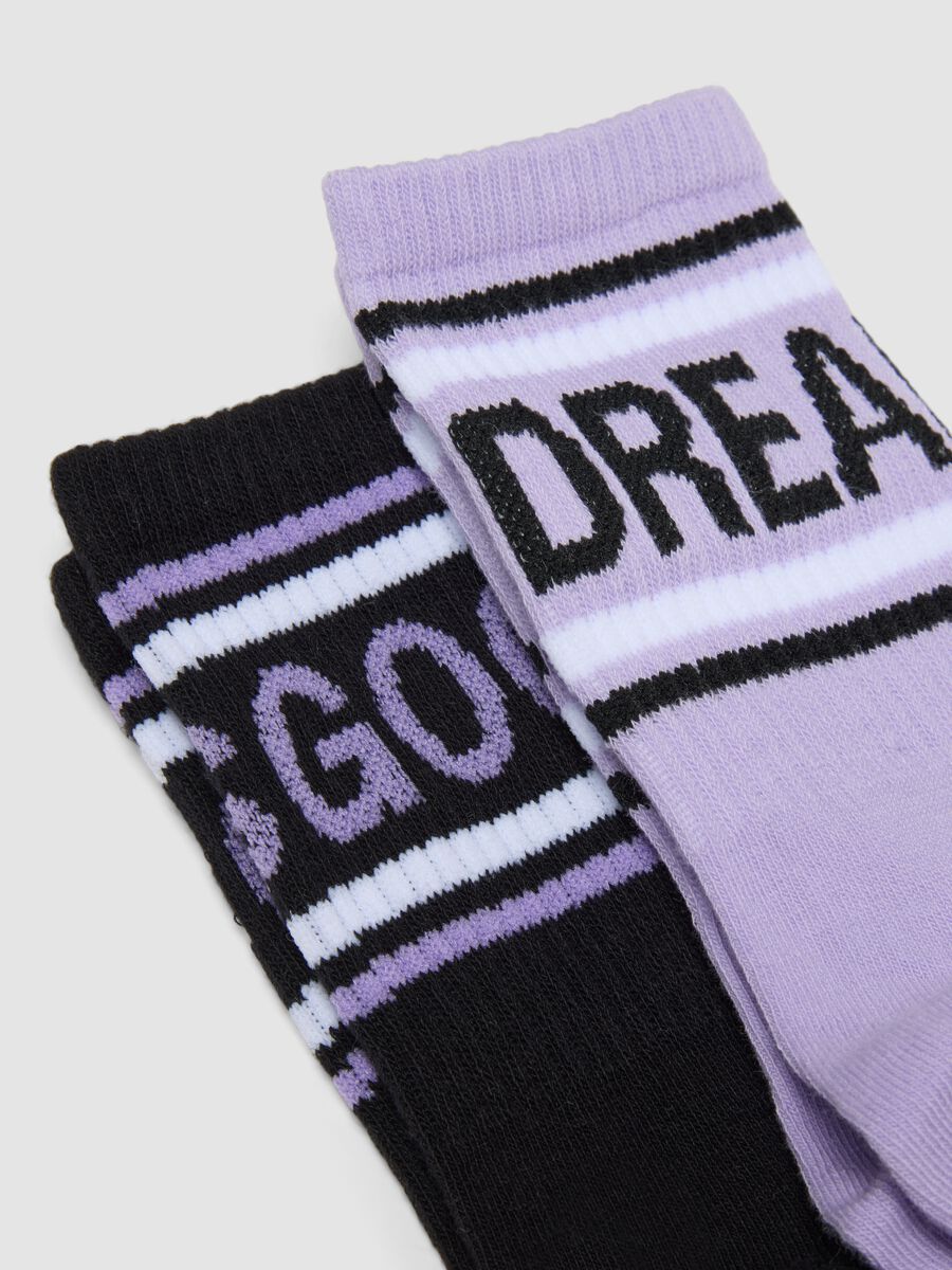Pack of 3 purple mid-calf socks in organic stretch cotton_2