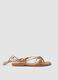 Brown flat sandals with braided tie-up straps_0