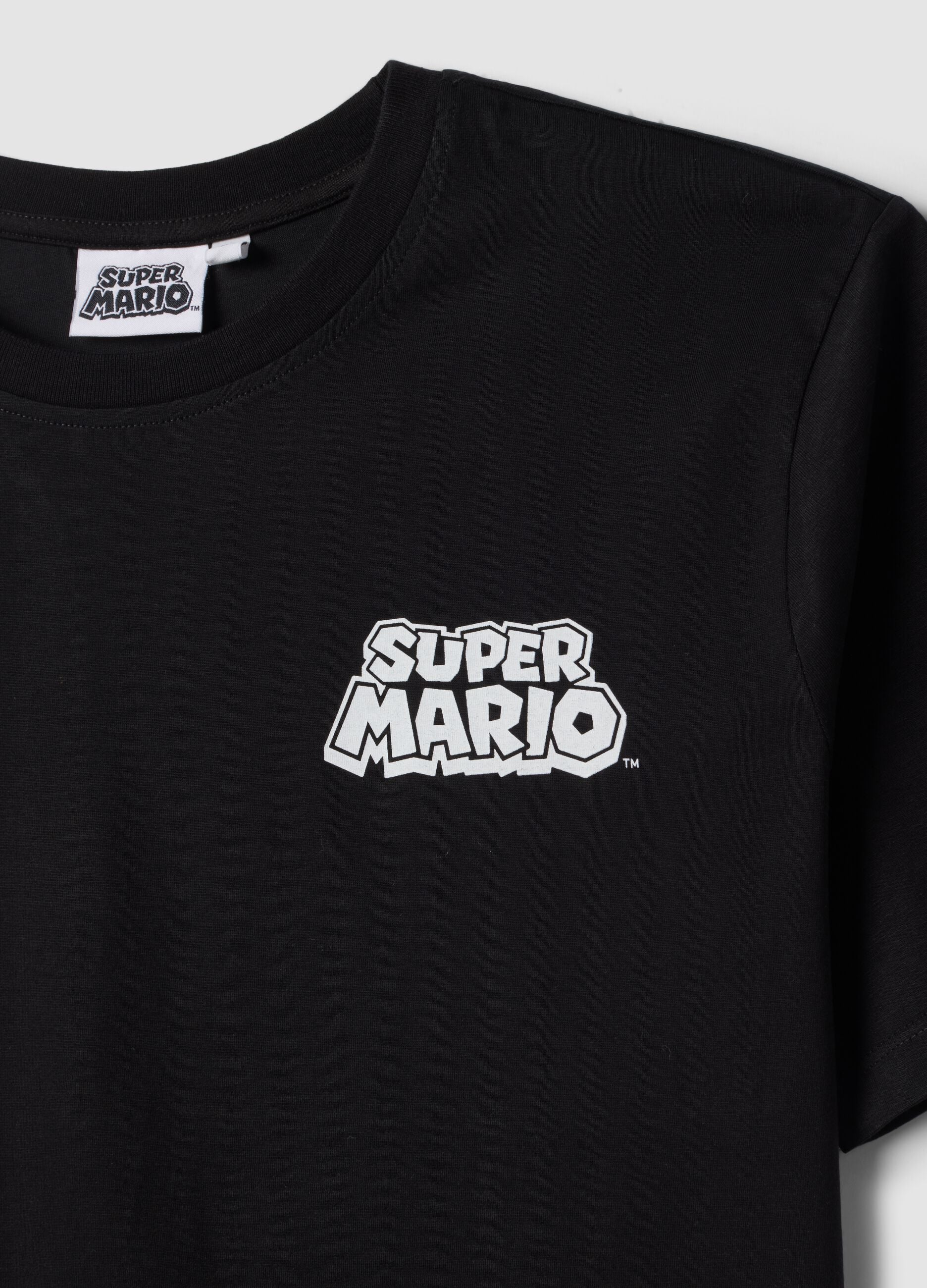 Black pure cotton T-shirt with graphic print