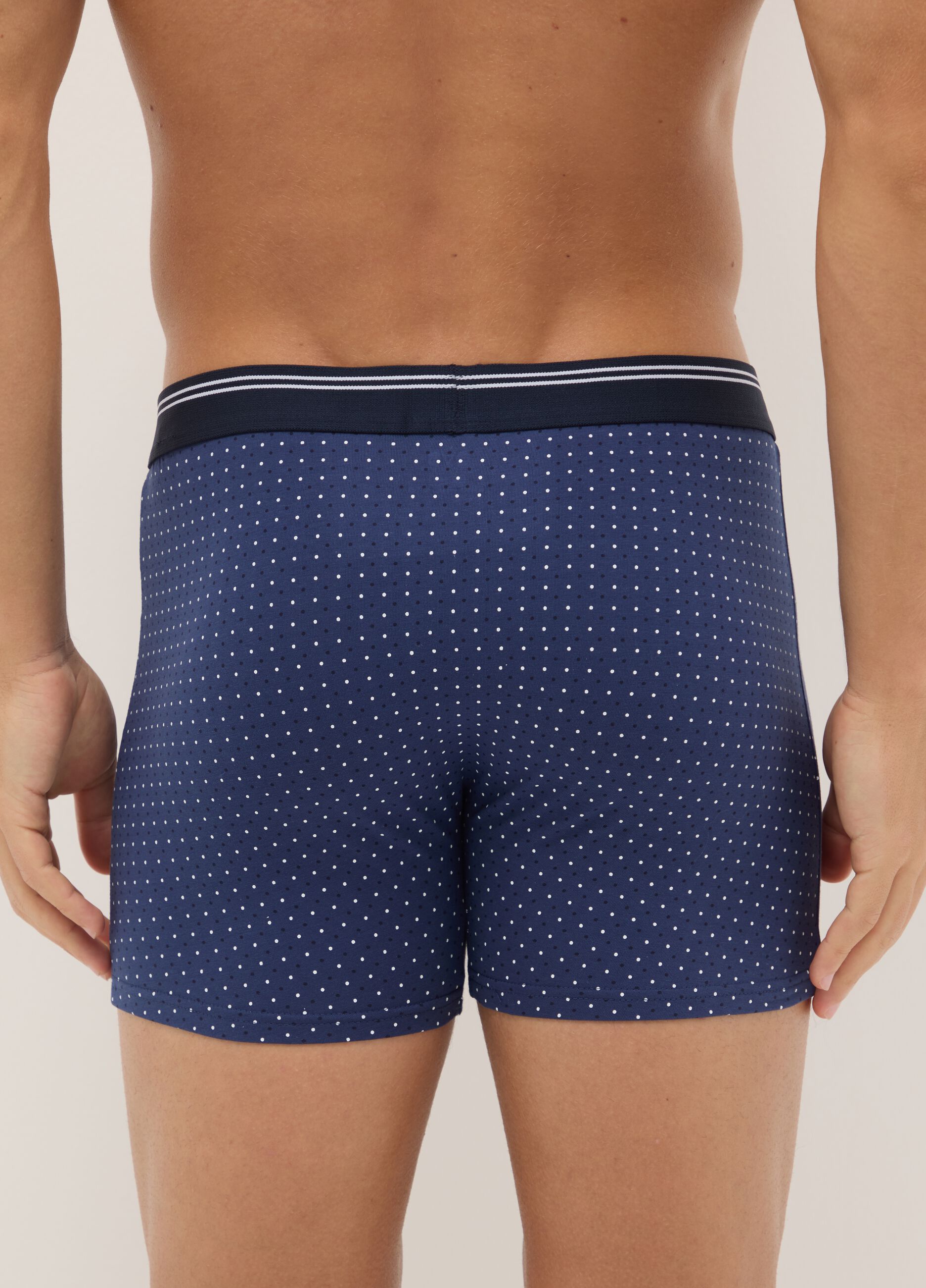 Tripack boxer midi multicolor a pois in cotone organico elasticizzato regular fit