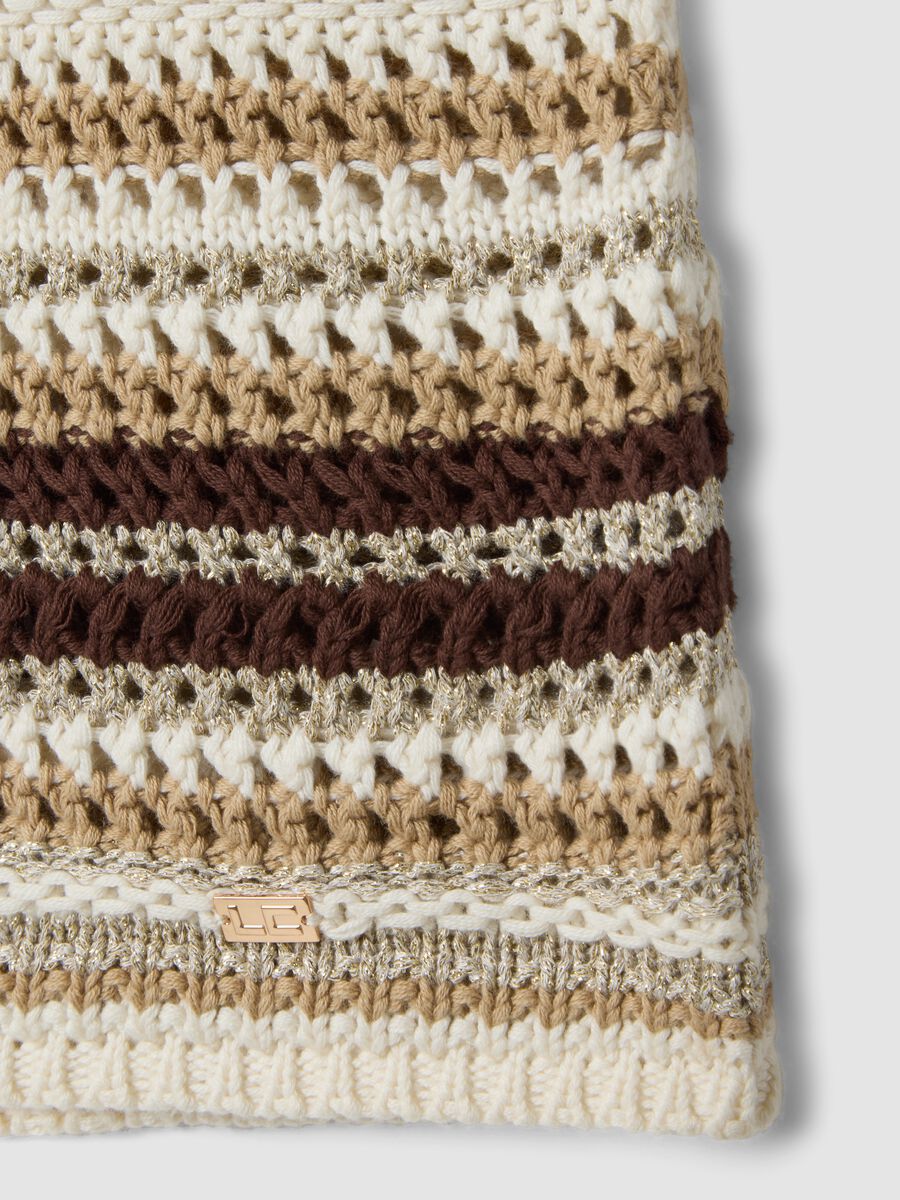 Multicolour striped fitted knitted cotton-blend top_5