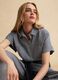 Camicia a righe bianche e blu a maniche corte regular fit con taschini_0