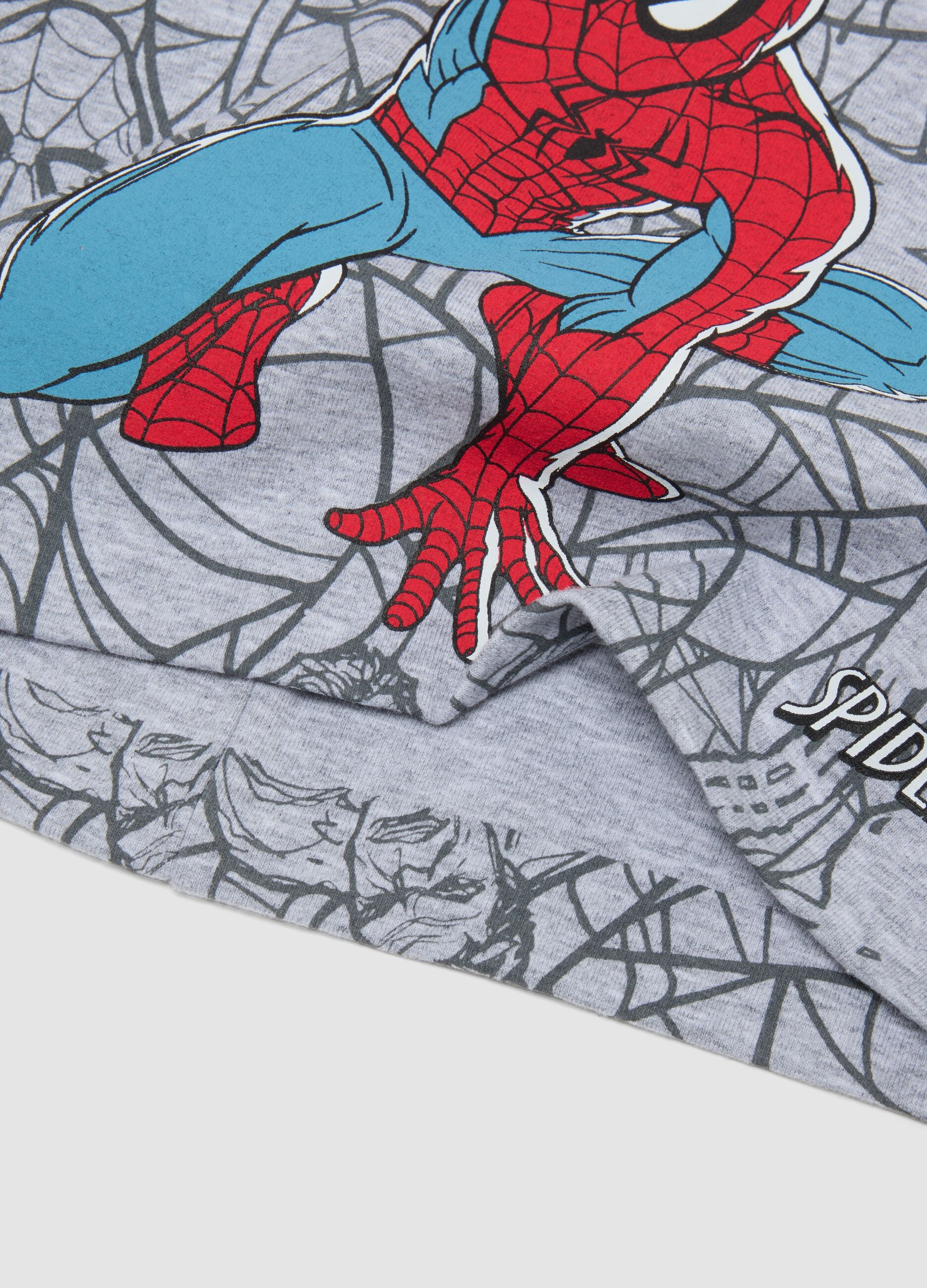Grey stretch cotton scarf with MARVEL Spider-Man print for boys