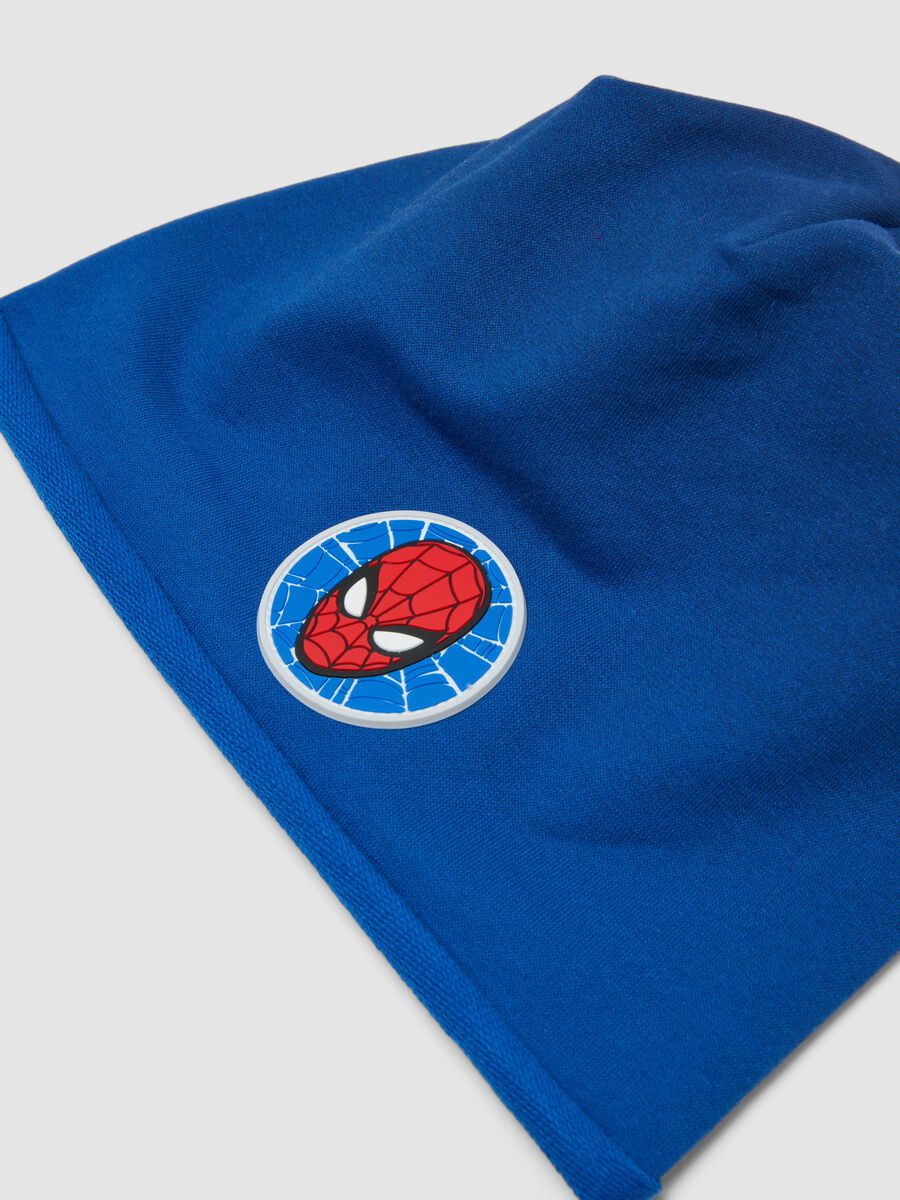 Blue stretch cotton hat with MARVEL Spider-Man print for boys_2