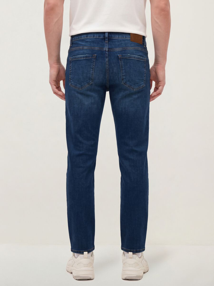 Dark blue stretch cotton denim jeans, regular fit_2