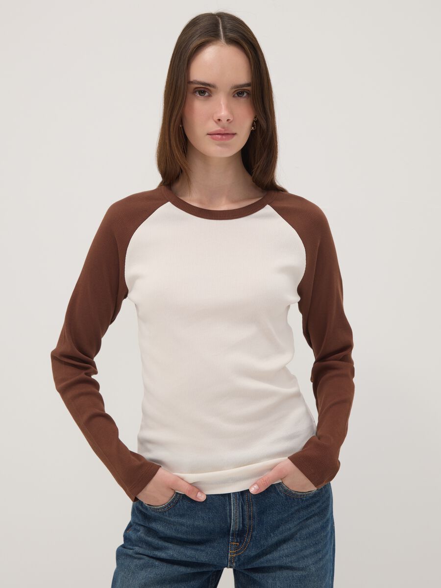 White pure cotton long-sleeved T-shirt_0