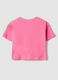Girls' pink pure cotton boxy fit T-shirt with print_1