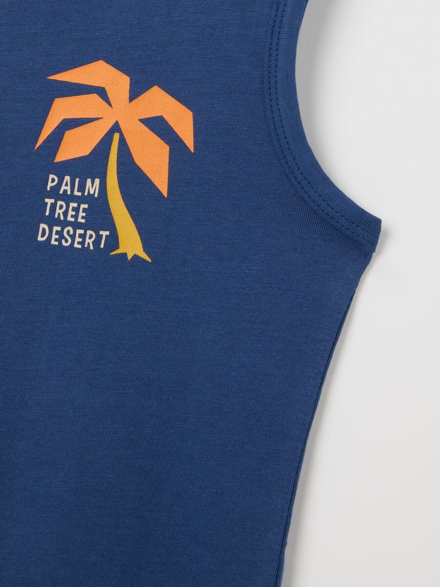 Children's pure cotton blue tank top regular fit_2