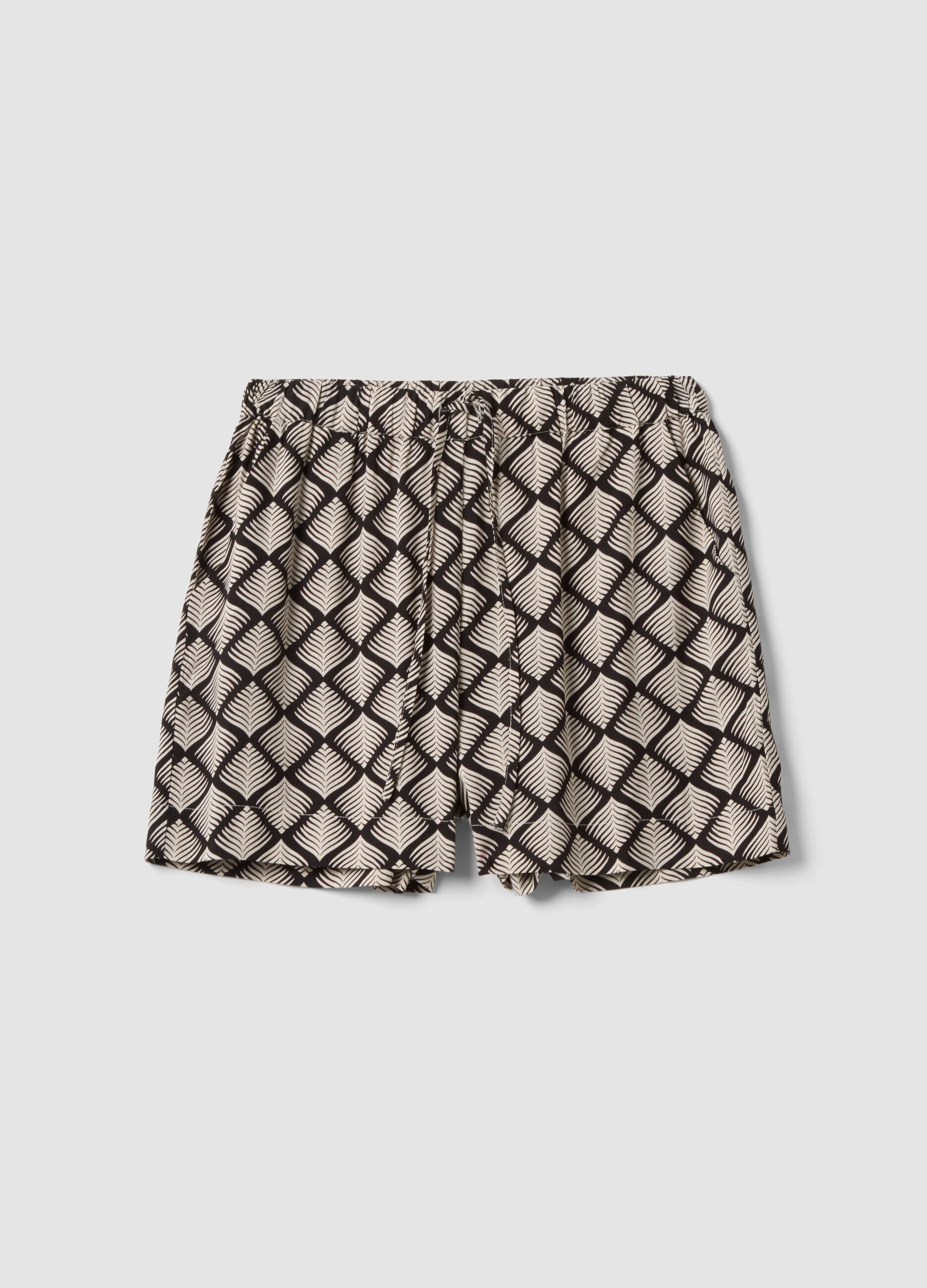 Multicolour pure viscose shorts